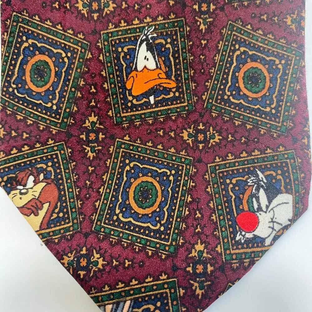 Vintage Looney Tunes Mania Nostalgia Martian Stamp Necktie Tie Mens 57